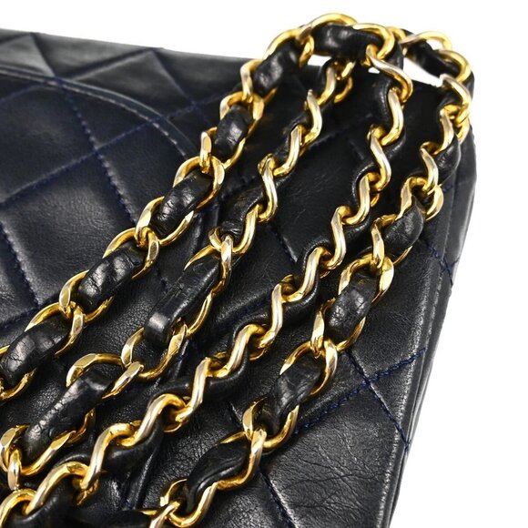 Chanel Navy Lambskin Medium Double Flap Shoulder Bag - Picture 5 of 13